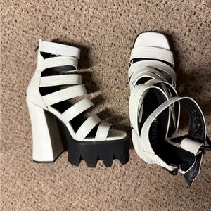 White chunky platform LaModa heels Bratz inspired